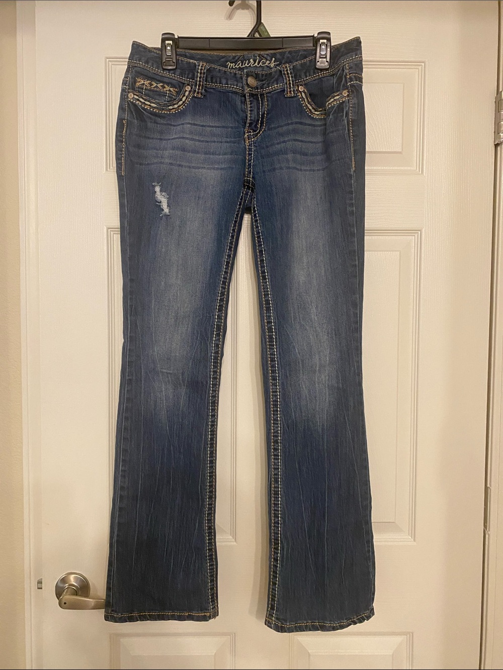 Maurices Dark Blue Flare Jeans with Contrast Stitching